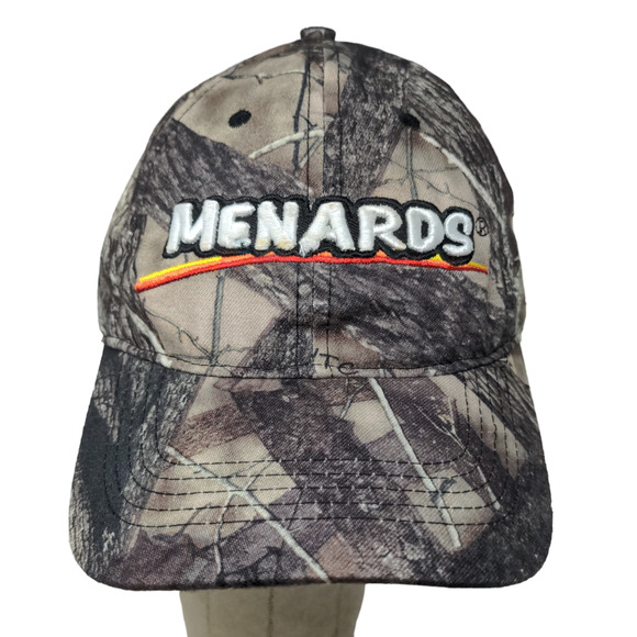 Menard's Men's Camo Strapback Hat Brown Green Adjustable Embroidered Logo #27 - Picture 1 of 11